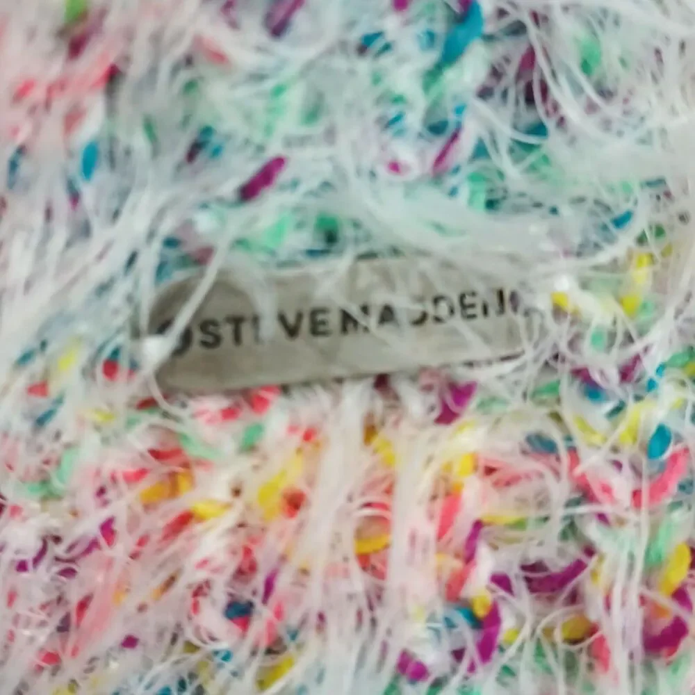 Steve Madden NWT Fuzzy Eyelash Knit Infinity Loop Scarf Pastel Rainbow Soft Cozy